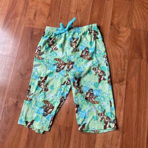 Disney Chipmunk Chip N Dale Green PJ Pants -‎ XS 4/5, Peace Signs, Hearts, Comfy